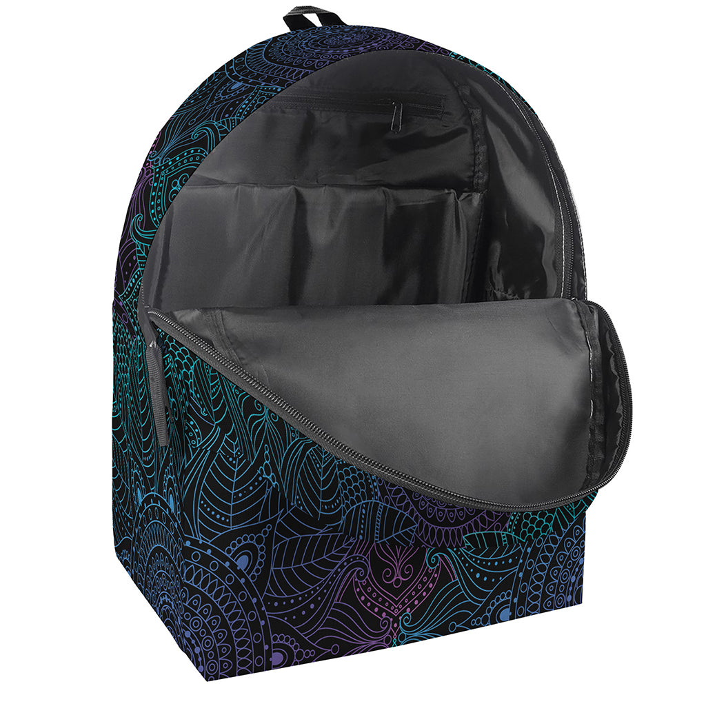 Purple And Teal Mandala Print Backpack