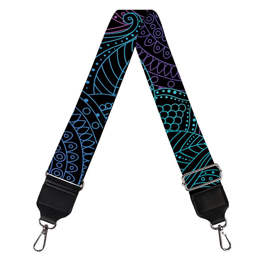 Purple And Teal Mandala Print Bag Strap