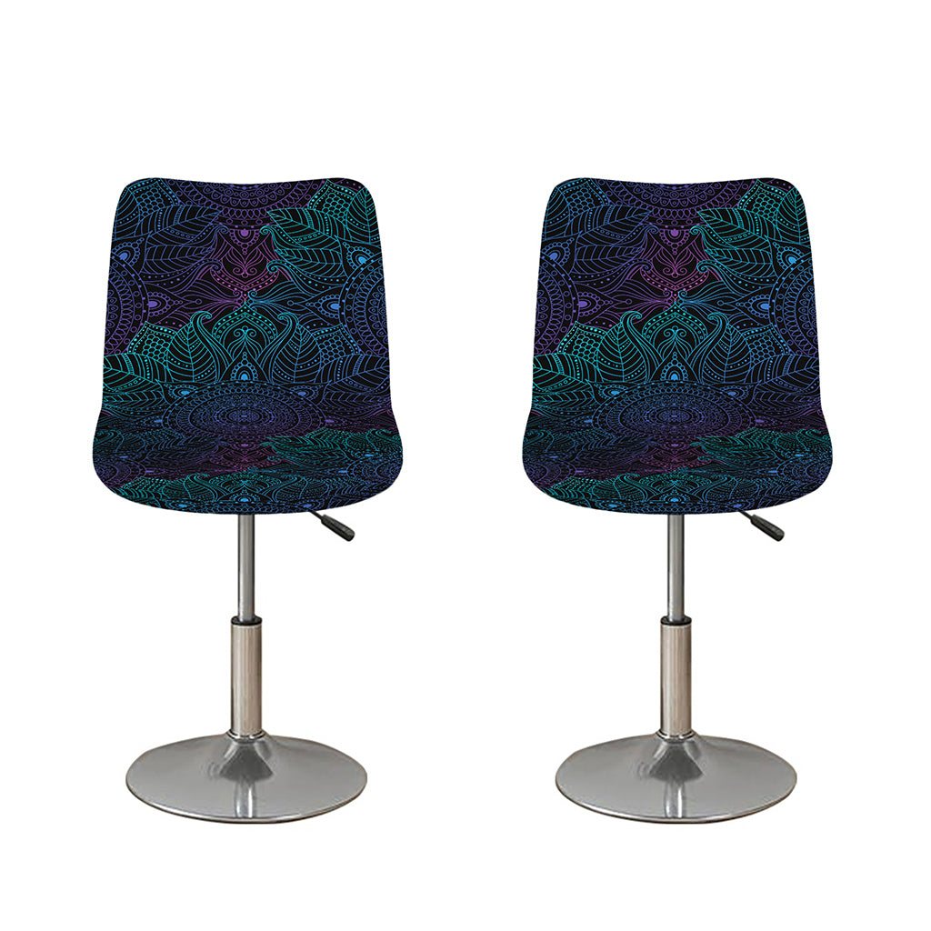 Purple And Teal Mandala Print Bar Stool Covers