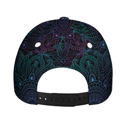 Purple And Teal Mandala Print Baseball Cap