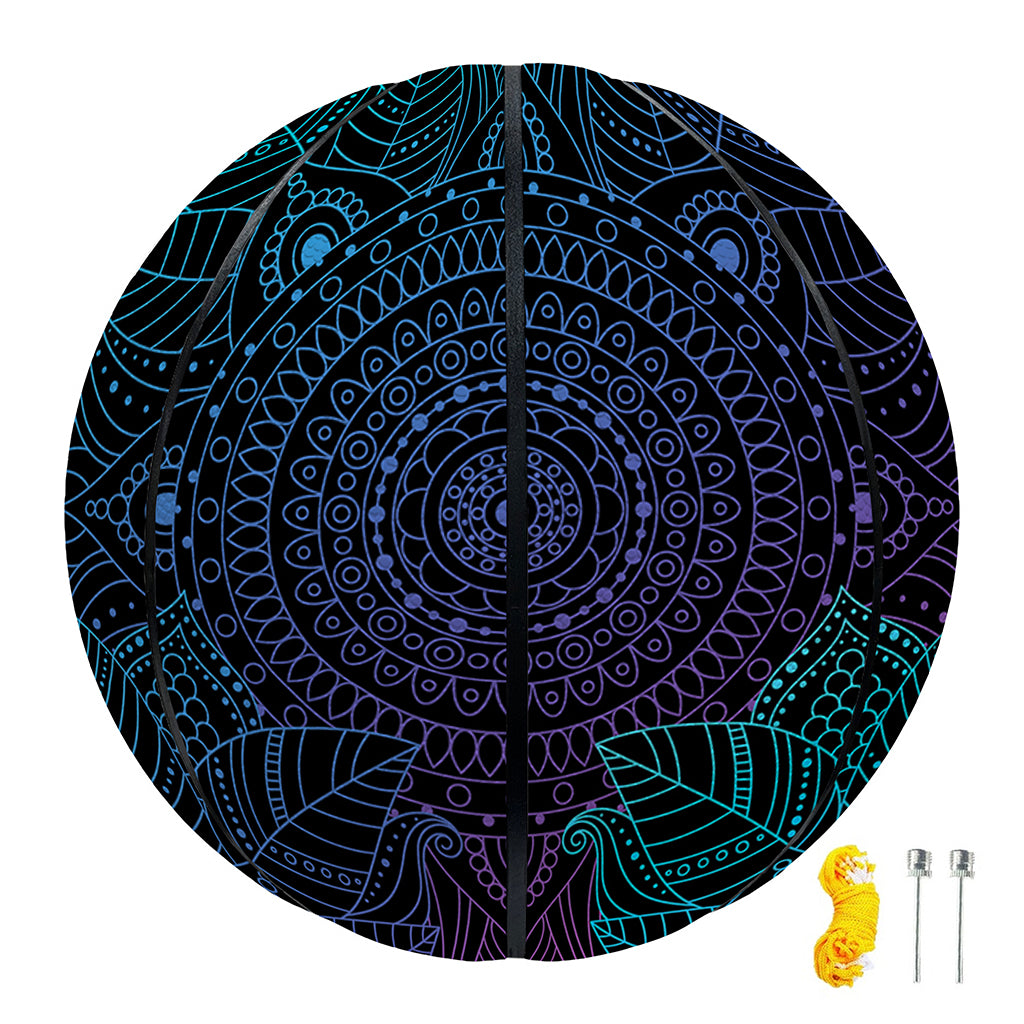 Purple And Teal Mandala Print Basketball