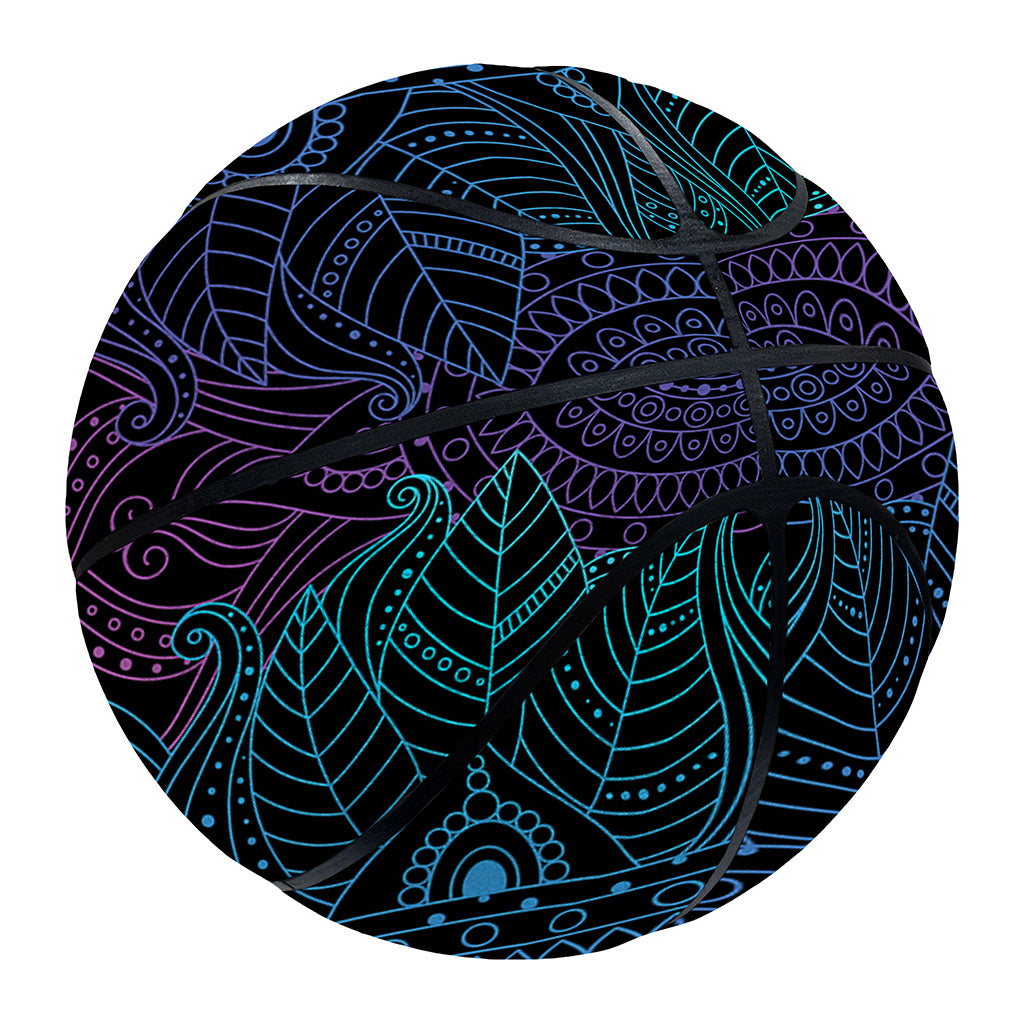 Purple And Teal Mandala Print Basketball