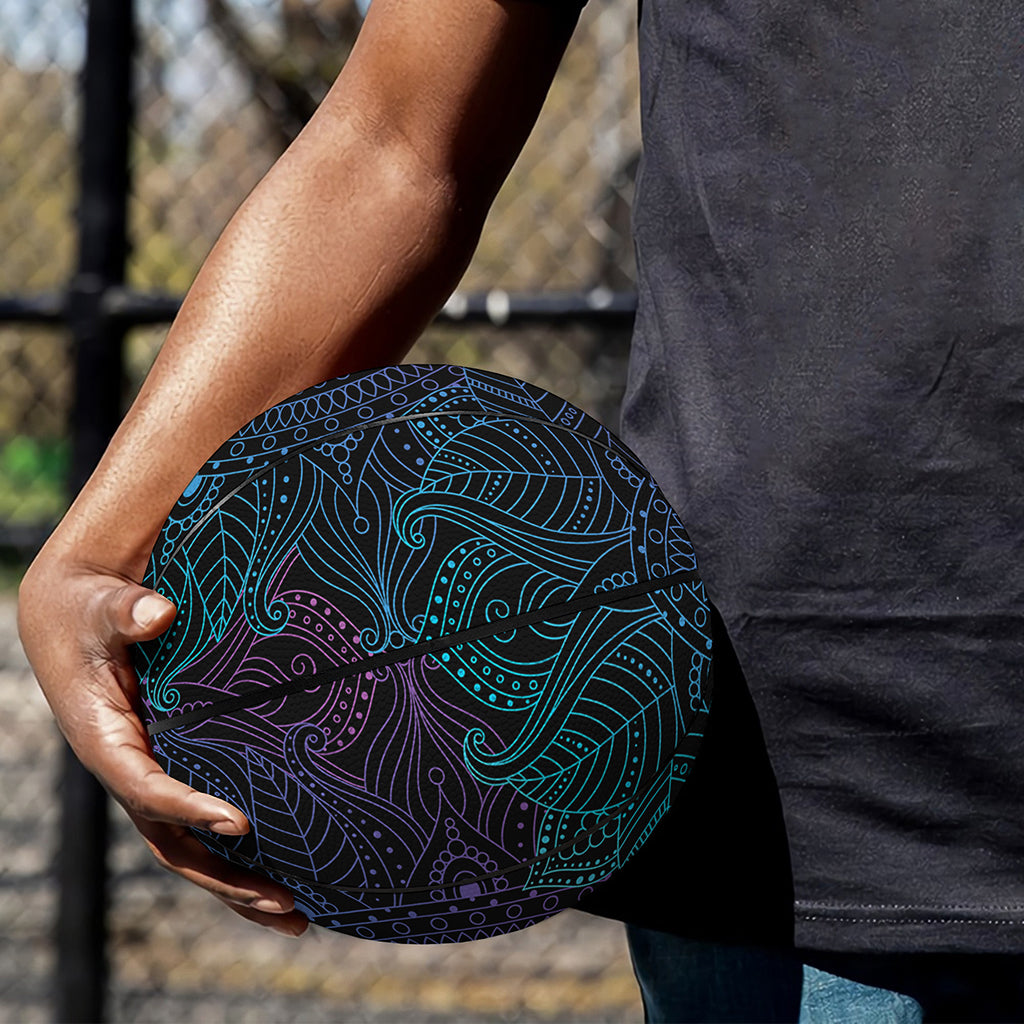 Purple And Teal Mandala Print Basketball