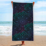 Purple And Teal Mandala Print Beach Towel