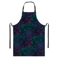 Purple And Teal Mandala Print Bib Apron With Pocket