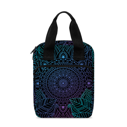 Purple And Teal Mandala Print Bible Tote Bag