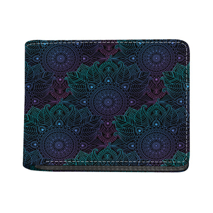 Purple And Teal Mandala Print Bifold Wallet