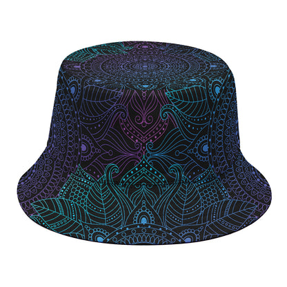 Purple And Teal Mandala Print Bucket Hat