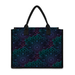 Purple And Teal Mandala Print Canvas Tote Bag