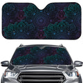 Purple And Teal Mandala Print Car Windshield Sun Shade