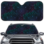 Purple And Teal Mandala Print Car Windshield Sun Shade