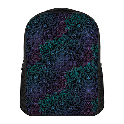 Purple And Teal Mandala Print Casual Backpack