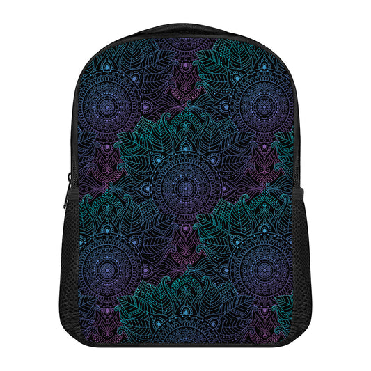 Purple And Teal Mandala Print Casual Backpack