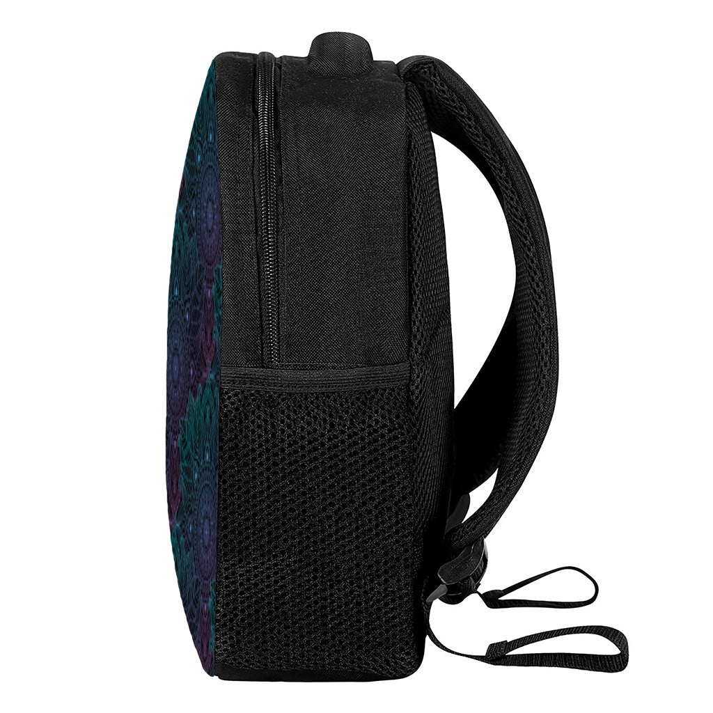 Purple And Teal Mandala Print Casual Backpack