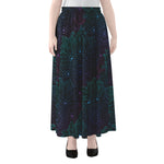 Purple And Teal Mandala Print Chiffon Maxi Skirt