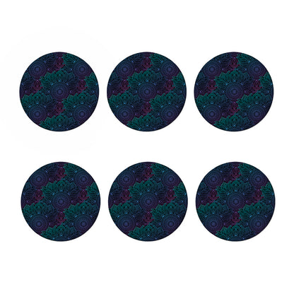 Purple And Teal Mandala Print Coaster Set