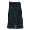 Purple And Teal Mandala Print Cotton Front Slit Maxi Skirt