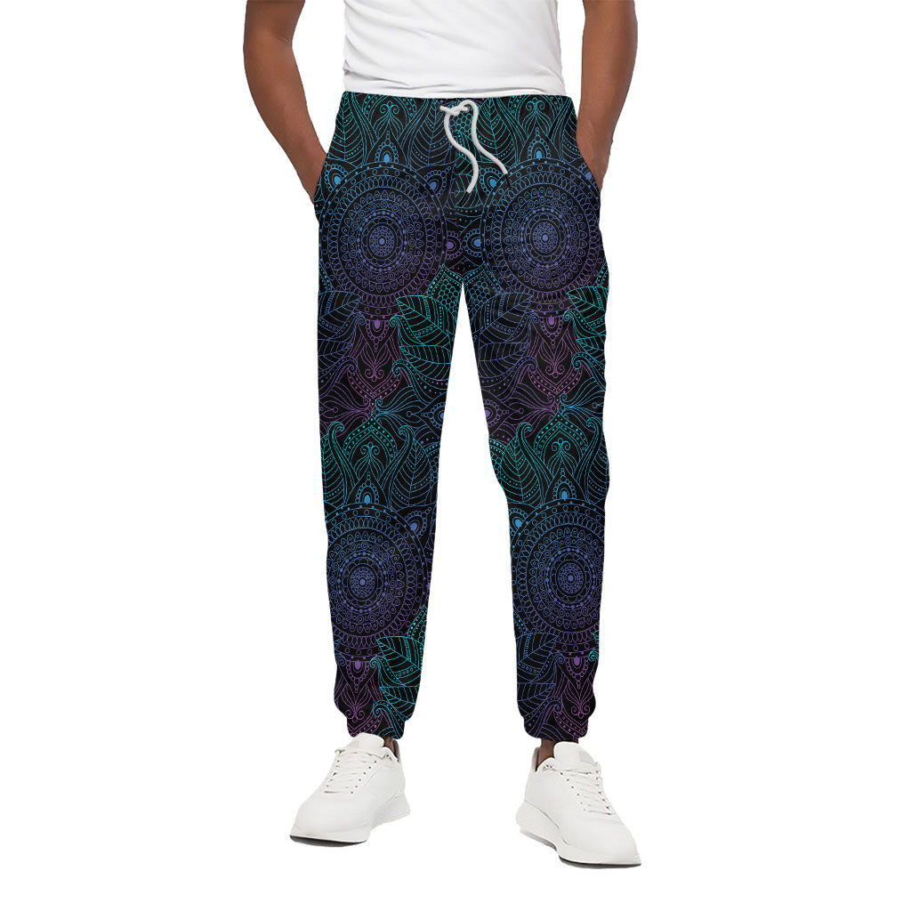 Purple And Teal Mandala Print Cotton Pants