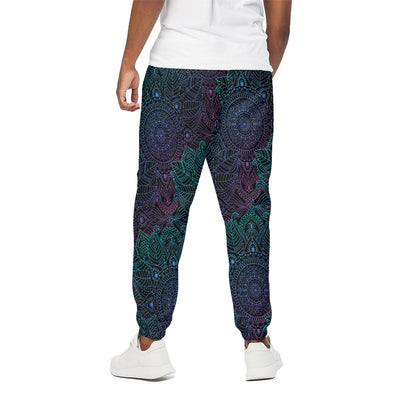 Purple And Teal Mandala Print Cotton Pants