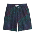Purple And Teal Mandala Print Cotton Shorts