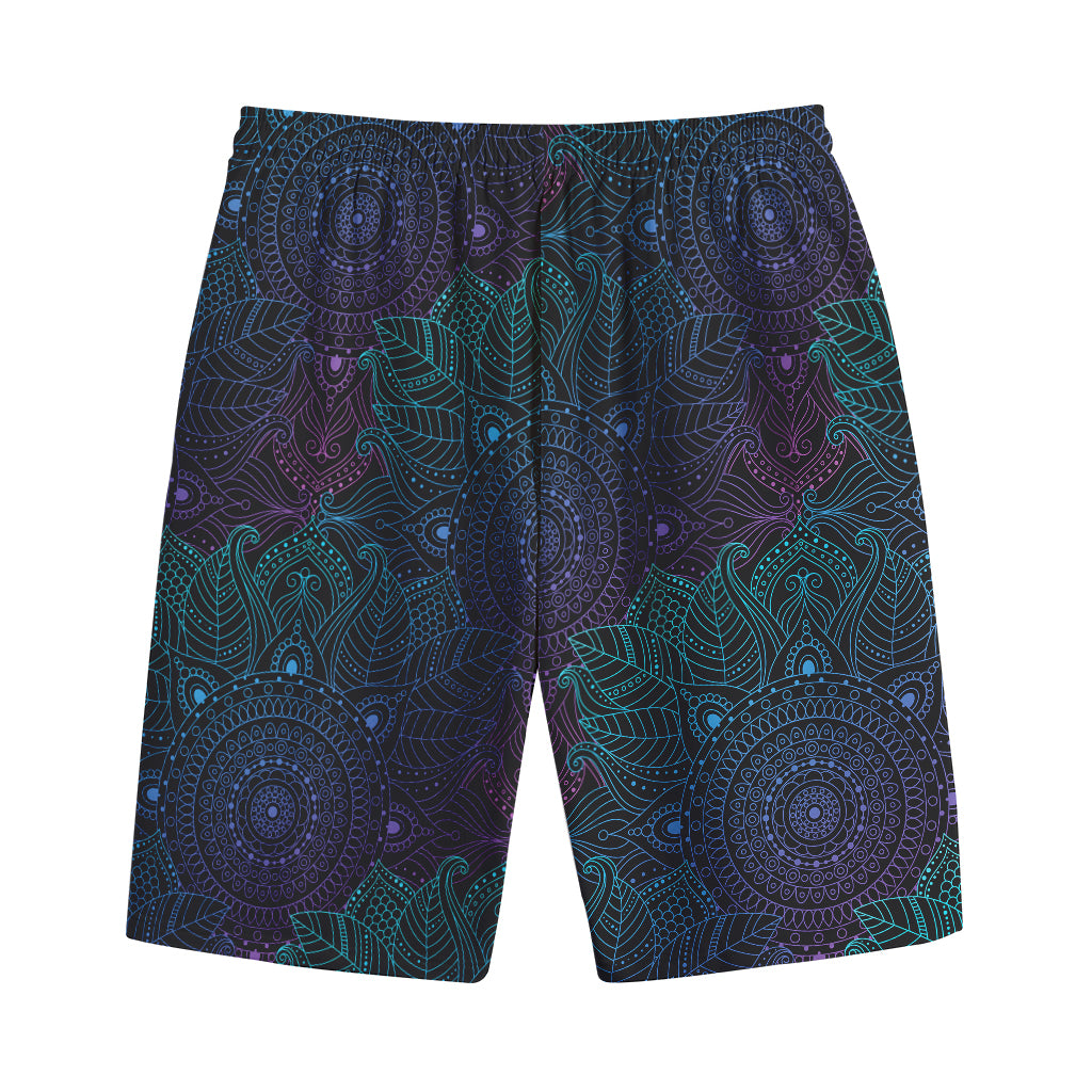 Purple And Teal Mandala Print Cotton Shorts