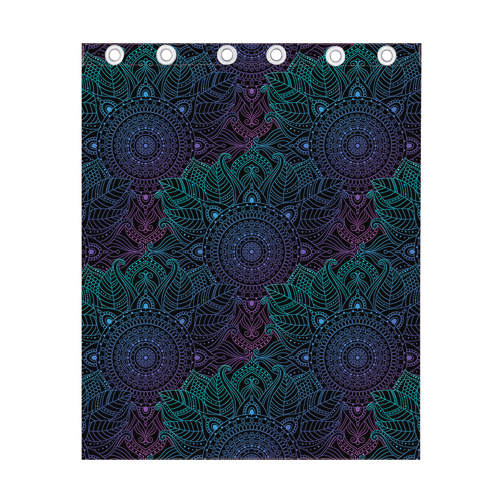 Purple And Teal Mandala Print Curtain