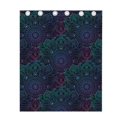 Purple And Teal Mandala Print Curtain