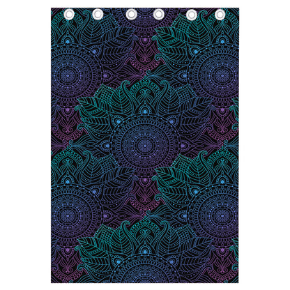 Purple And Teal Mandala Print Curtain