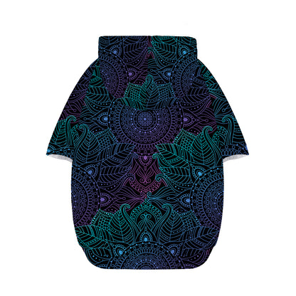 Purple And Teal Mandala Print Dog Zip Up Hoodie