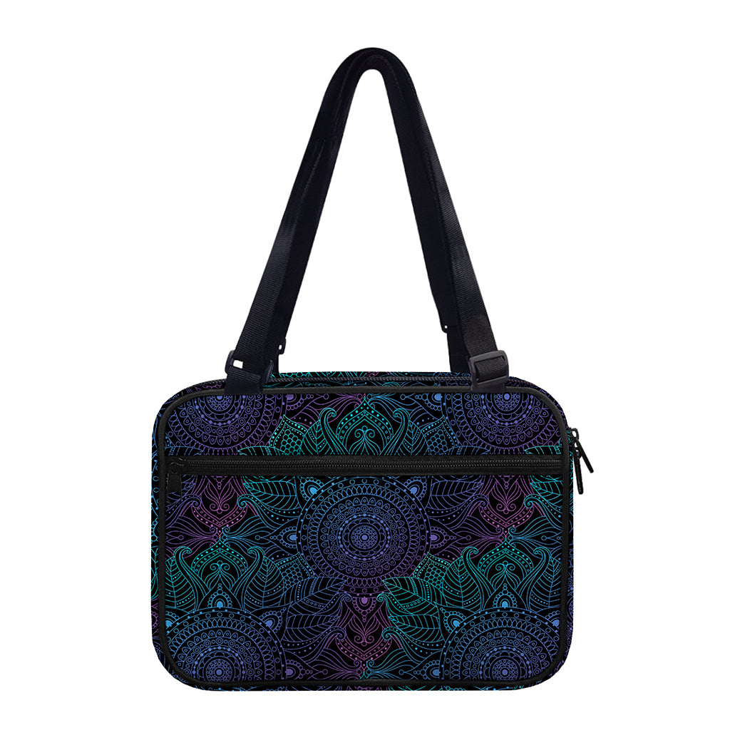 Purple And Teal Mandala Print Double Strap Bible Bag