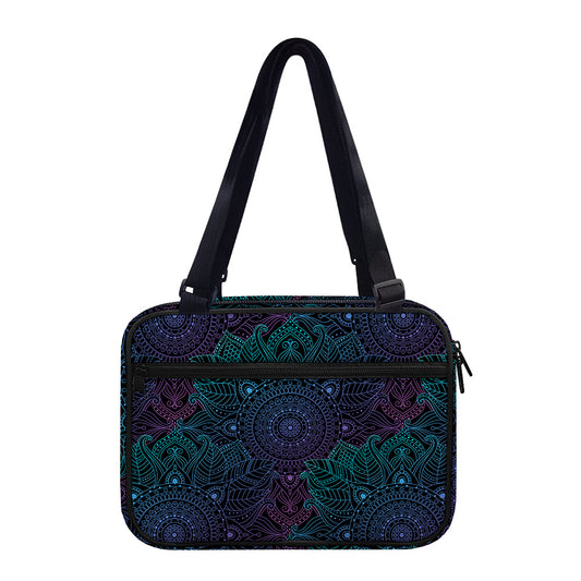 Purple And Teal Mandala Print Double Strap Bible Bag