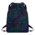 Purple And Teal Mandala Print Drawstring Backpack