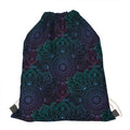 Purple And Teal Mandala Print Drawstring Bag