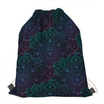 Purple And Teal Mandala Print Drawstring Bag