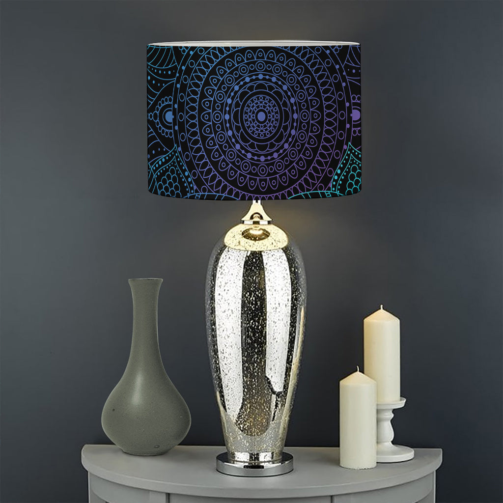 Purple And Teal Mandala Print Drum Lamp Shade