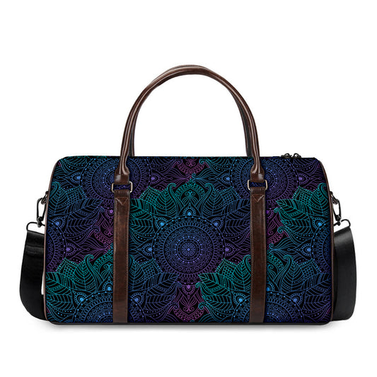 Purple And Teal Mandala Print Duffle Bag