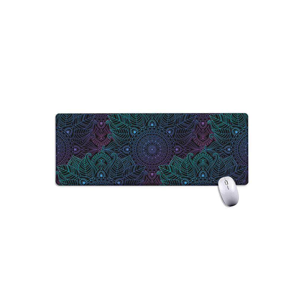 Purple And Teal Mandala Print Extended Mouse Pad
