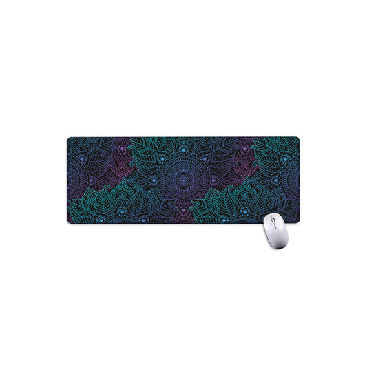 Purple And Teal Mandala Print Extended Mouse Pad