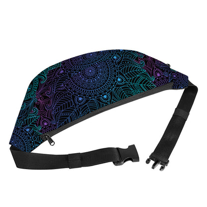 Purple And Teal Mandala Print Fanny Pack