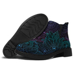 Purple And Teal Mandala Print Flat Ankle Boots