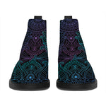 Purple And Teal Mandala Print Flat Ankle Boots