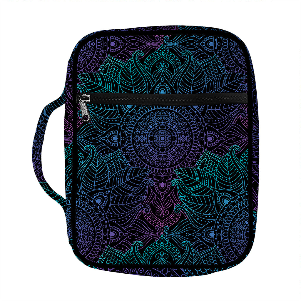 Purple And Teal Mandala Print Front Pocket Bible Bag