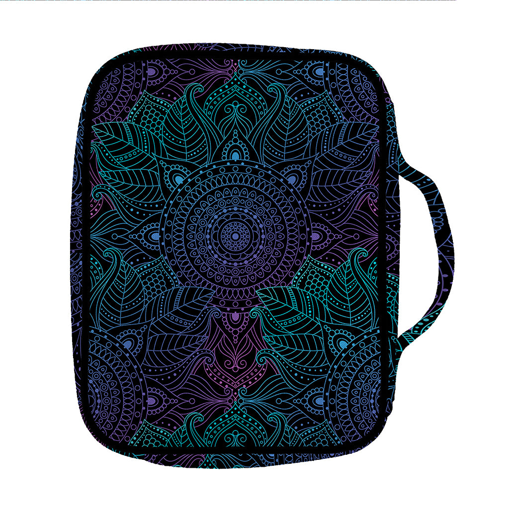 Purple And Teal Mandala Print Front Pocket Bible Bag