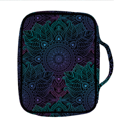Purple And Teal Mandala Print Front Pocket Bible Bag