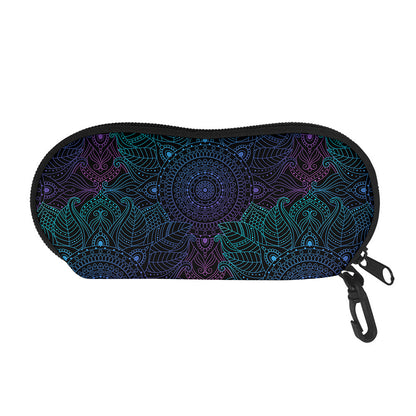 Purple And Teal Mandala Print Glasses Case