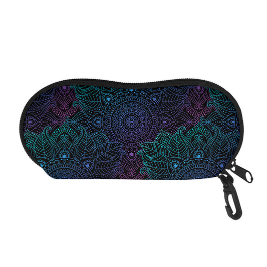 Purple And Teal Mandala Print Glasses Case