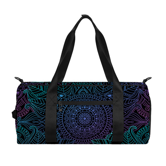 Purple And Teal Mandala Print Gym Bag