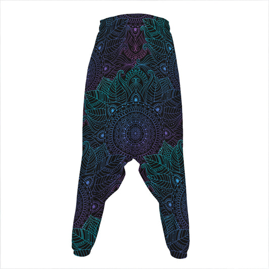 Purple And Teal Mandala Print Hammer Pants