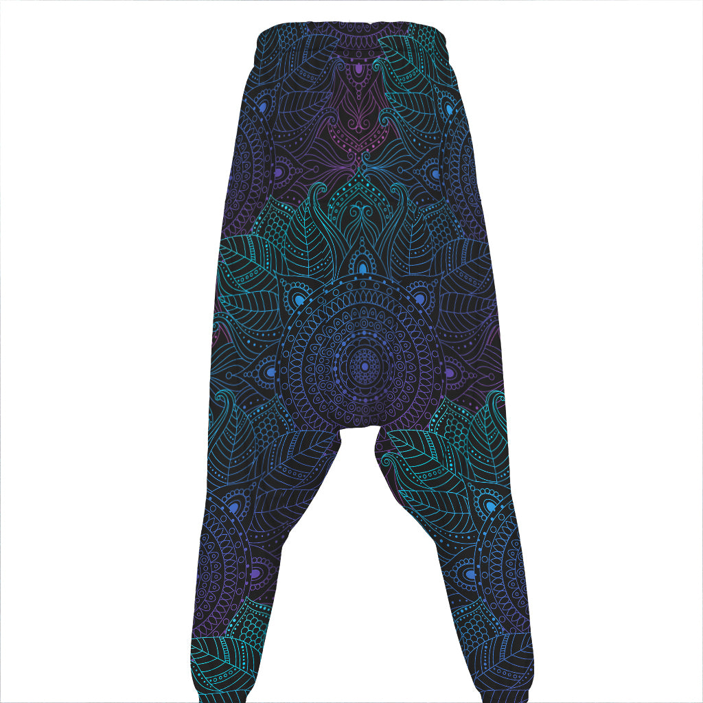 Purple And Teal Mandala Print Hammer Pants