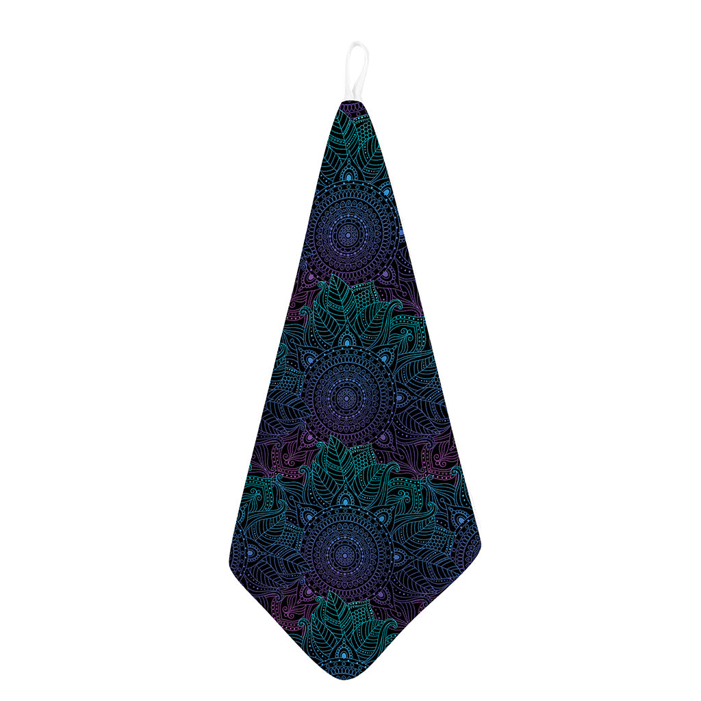 Purple And Teal Mandala Print Hand Towel